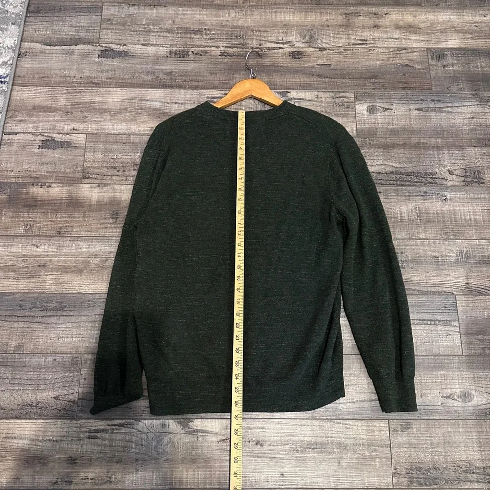 J Crew‎ Men's Dark Green Heathered Henley Sweater Long Sleeve Size L